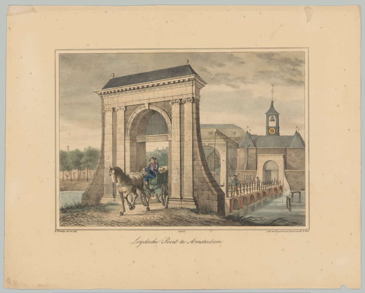 Amsterdam'daki Leidsepoort'un görünümü Amsterdam'daki Leydsche Poort (nesne üzerindeki başlık) Amsterdam şehrinin Altı Ana Kapısının Görünümleri. 1. Cahier (dizi adı) by Anonymous