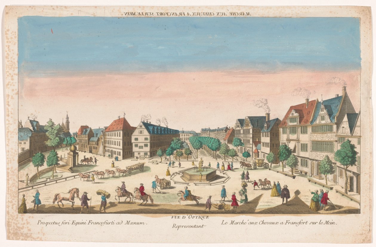 Gezicht op de Rossmarkt te Frankfurt am Main Frankfurt am Main'deki At Pazarı (nesnedeki başlık) by Anonymous