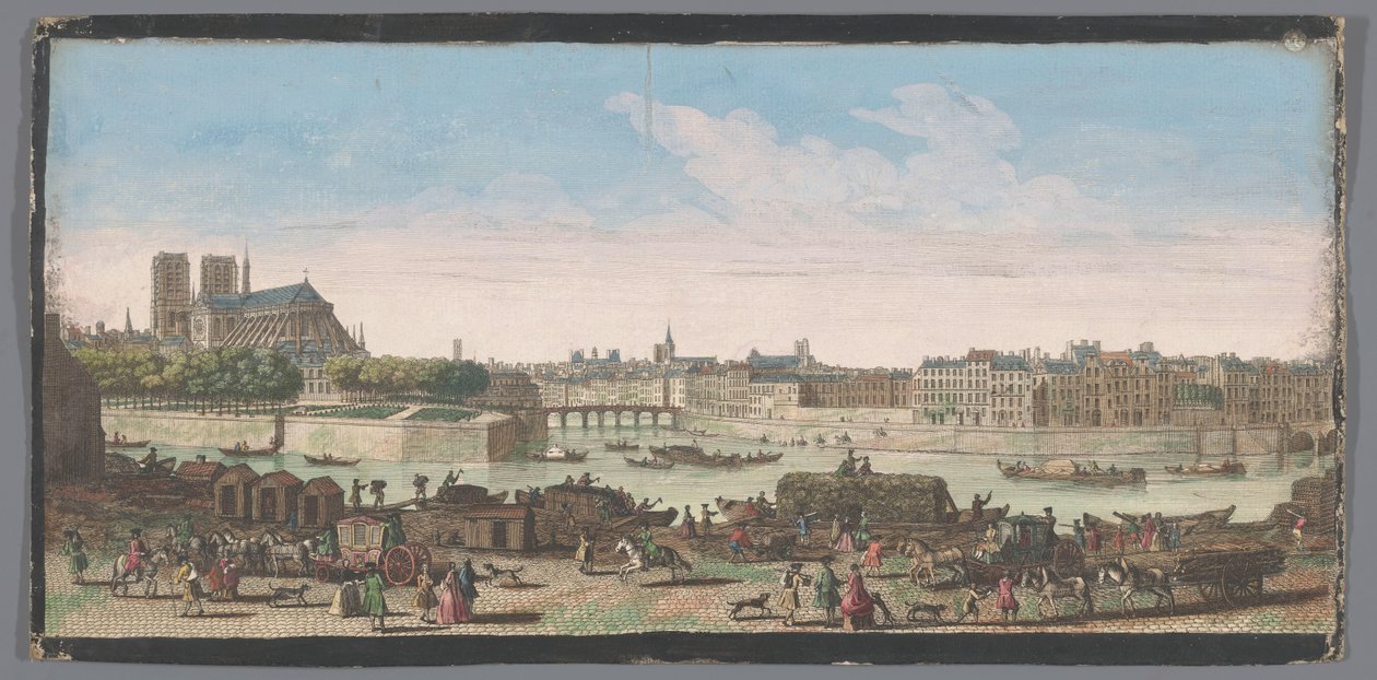 Gezicht op de stad Parijs gezien vanaf de Quai de Miramion Notre Dame