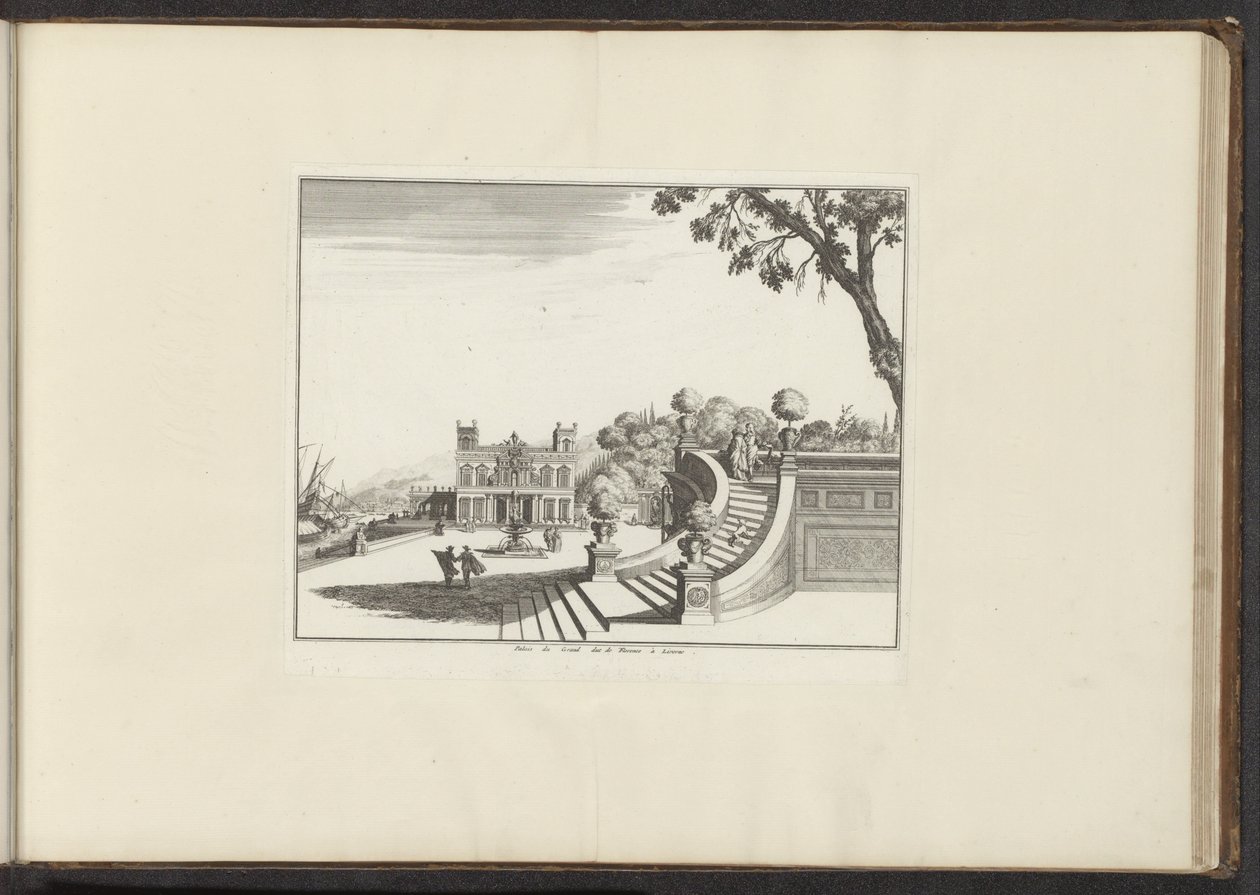 Livorno Palais du Grand duc de Florence à Livorne'deki bir sarayın görünümü (nesne üzerindeki başlık) Venedik, Livorno, Napoli ve Roma'daki saraylar ve anıtlar (seri başlığı) by Anonymous