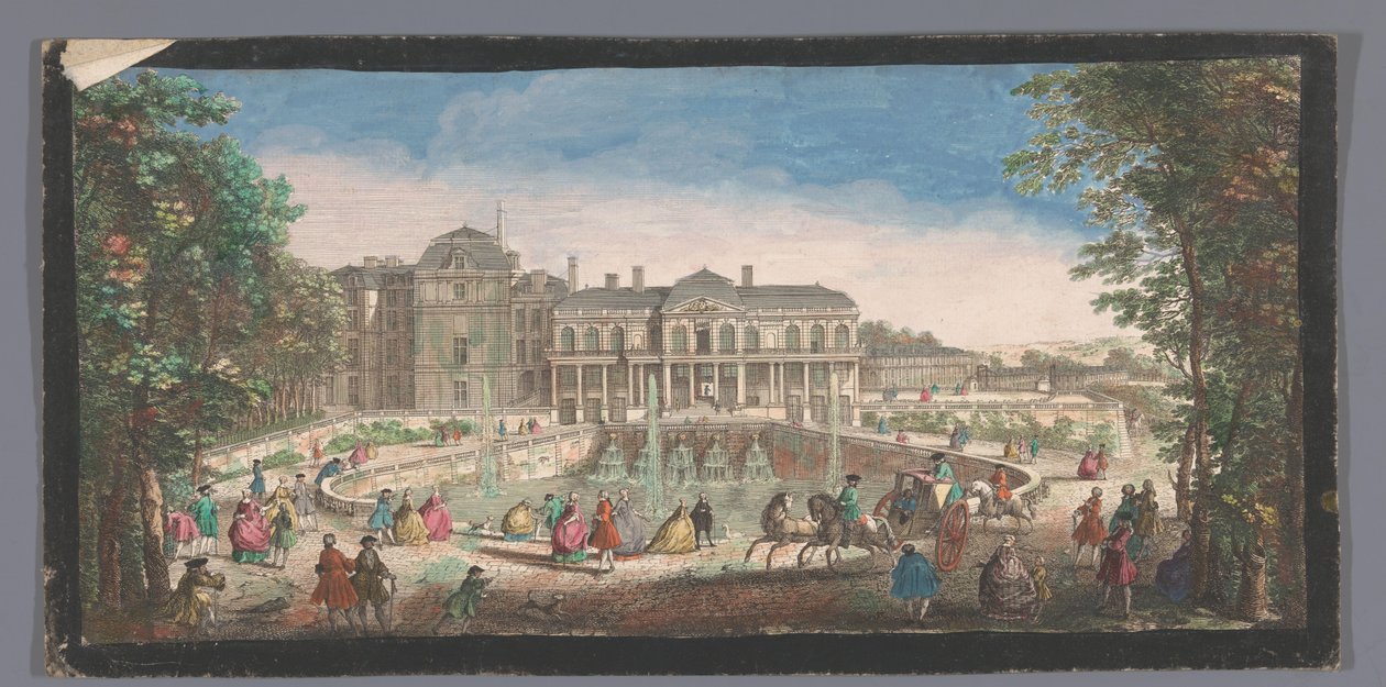 Gezicht op het Château de Saint-Cloud gezien vanaf de Chemin de Versailles At nalı veya Chemin de Versaille tarafından Chateau de St. Cloud