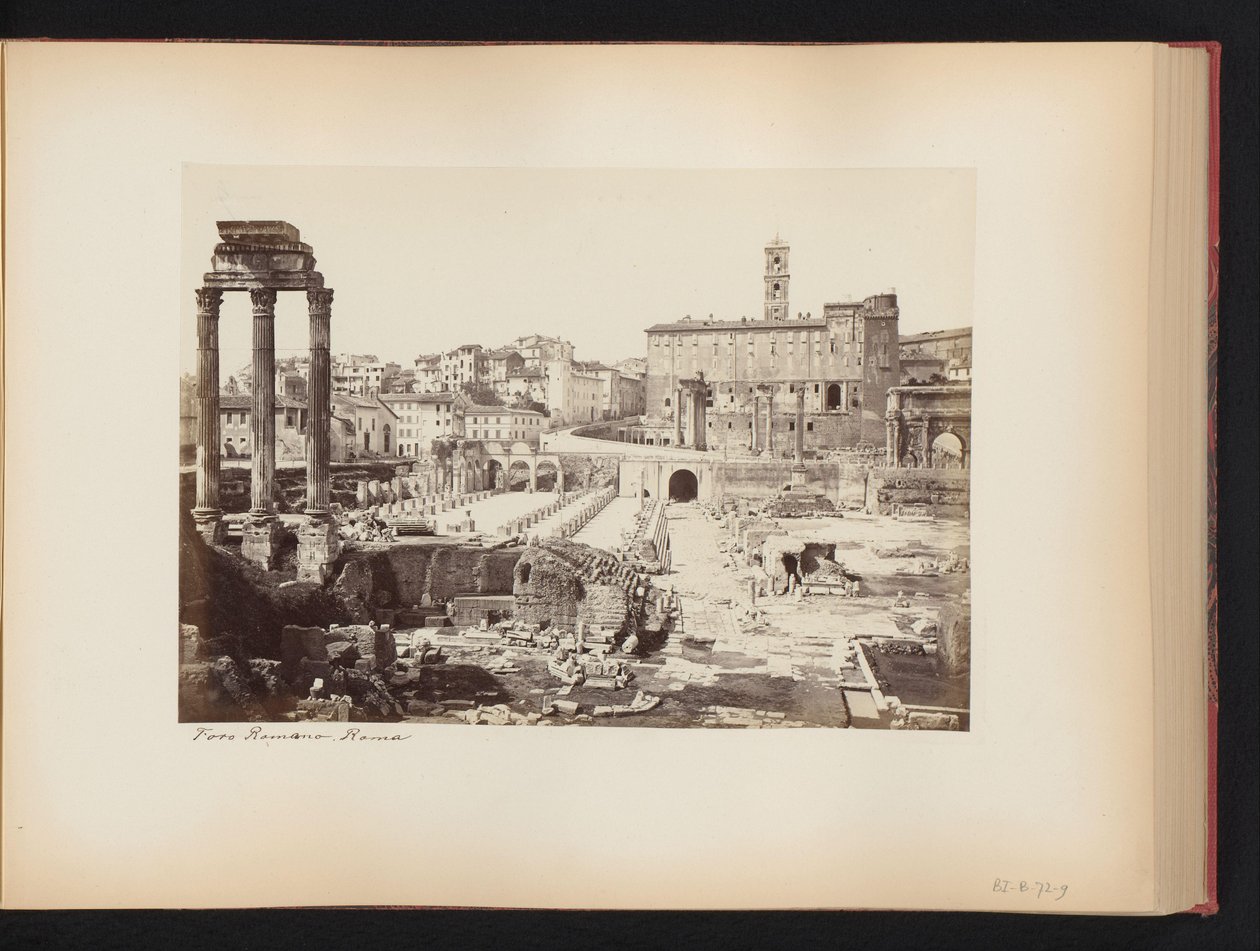 Roma'daki Castor ve Pollux Tapınağı ile Roma Forumu'nun görünümü, İtalya Foro Romano. Roma (nesne üzerindeki başlık) by Anonymous