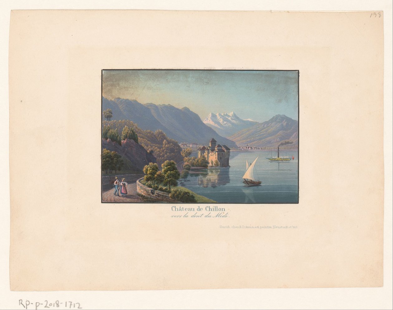 Chillon Châteay de Chillon vers la dent du midi kalesinin görünümü (nesnedeki başlık) by Anonymous
