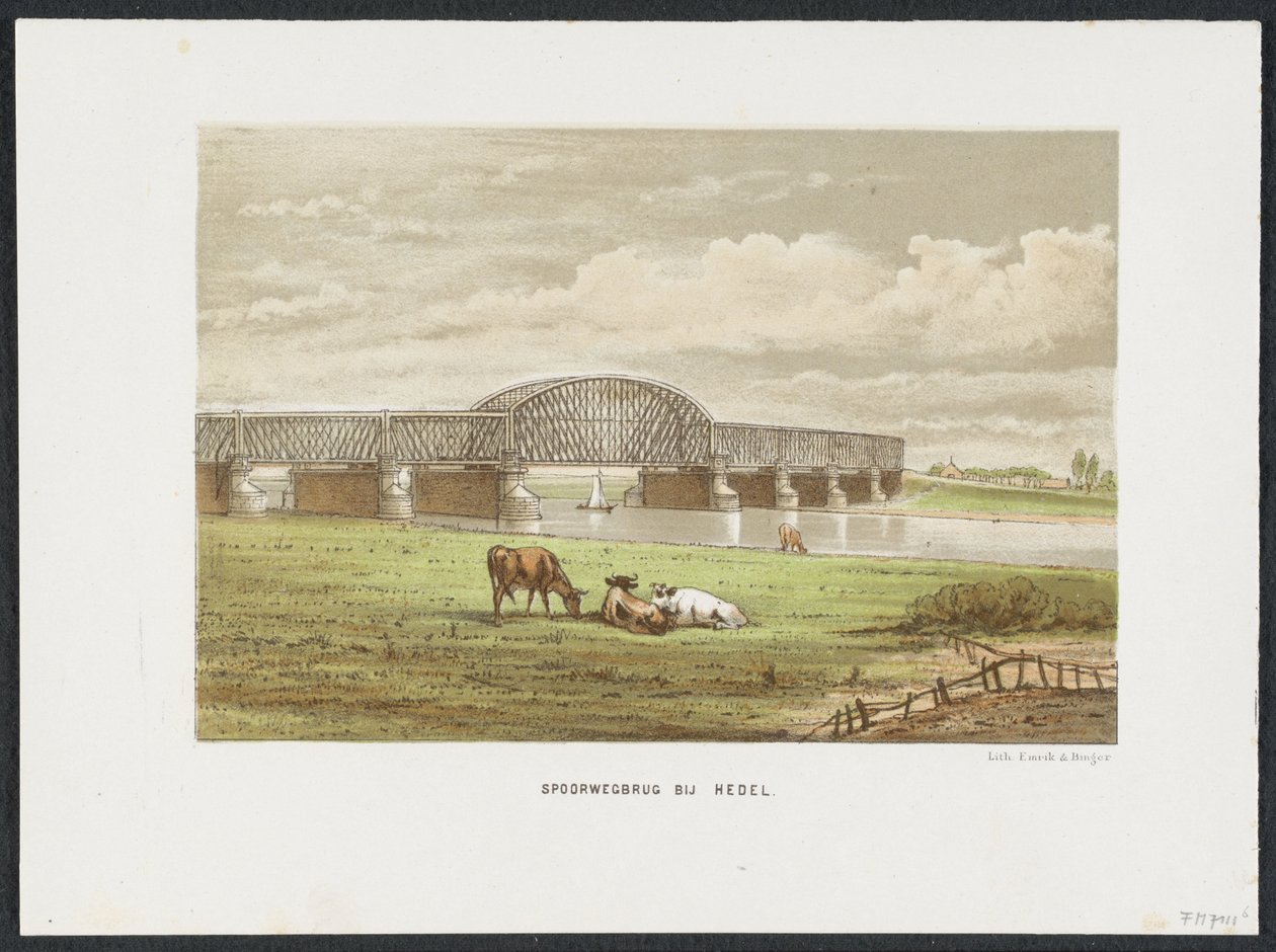 Maas üzerindeki Hedelse demiryolu köprüsü, 1870 Hedel