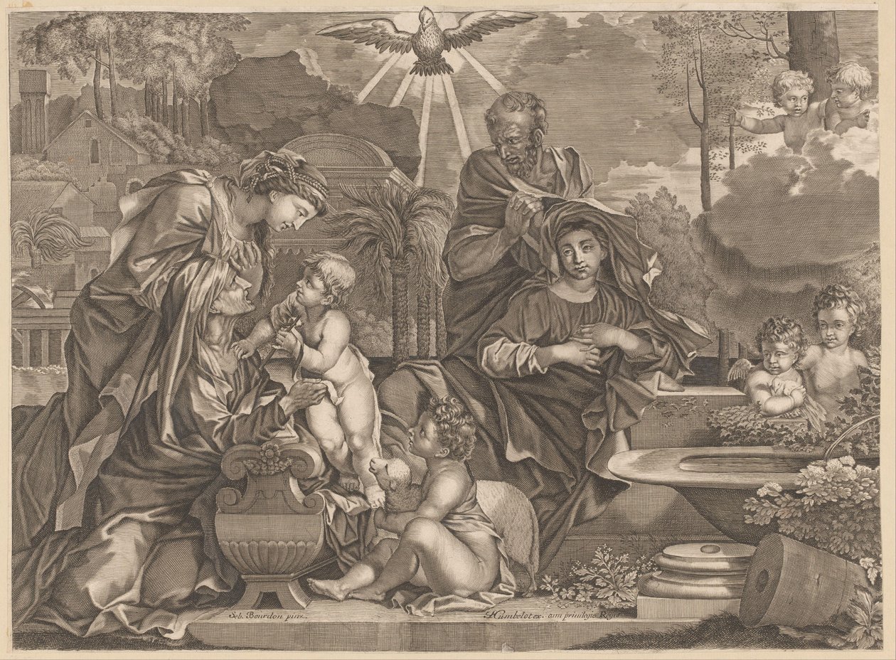 Elisabeth ve Johannes ile Kutsal Aile by Anonymous