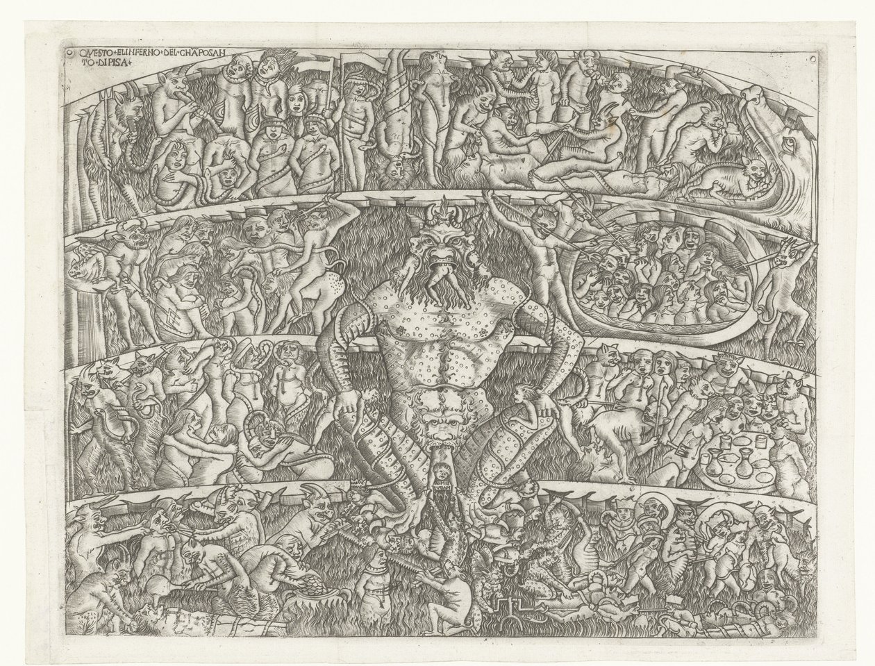 Şeytanla cehennem ve günahkarların şeytanlar tarafından cezalandırılması Questo el inferno del chapo santo di Pisa (nesne üzerindeki başlık) by Anonymous