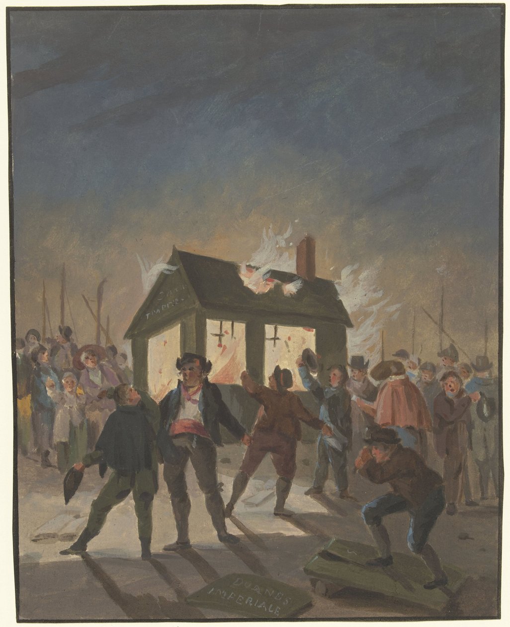 15 Kasım 1813'te Amsterdam'da gümrük binalarının yakılması by Anonymous