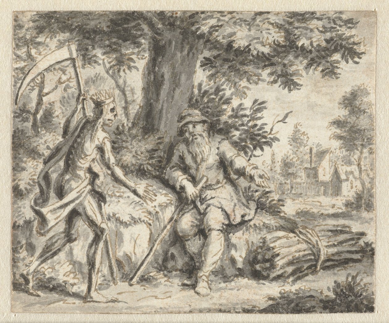 Jean de la Fontaine'in Masallarının bir Baskısı için Çizimler için Oduncu ve Ölüm Tasarımları (seri başlığı) by Anonymous