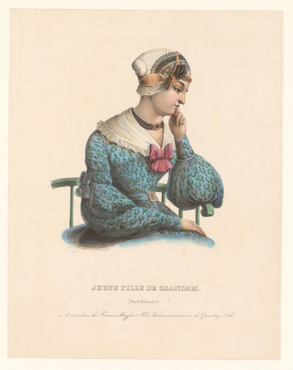 Zaandam Jeune fille de Zaandam'dan (Nord Hollande) geleneksel kostümlü genç kadın (nesnedeki başlık) by Anonymous