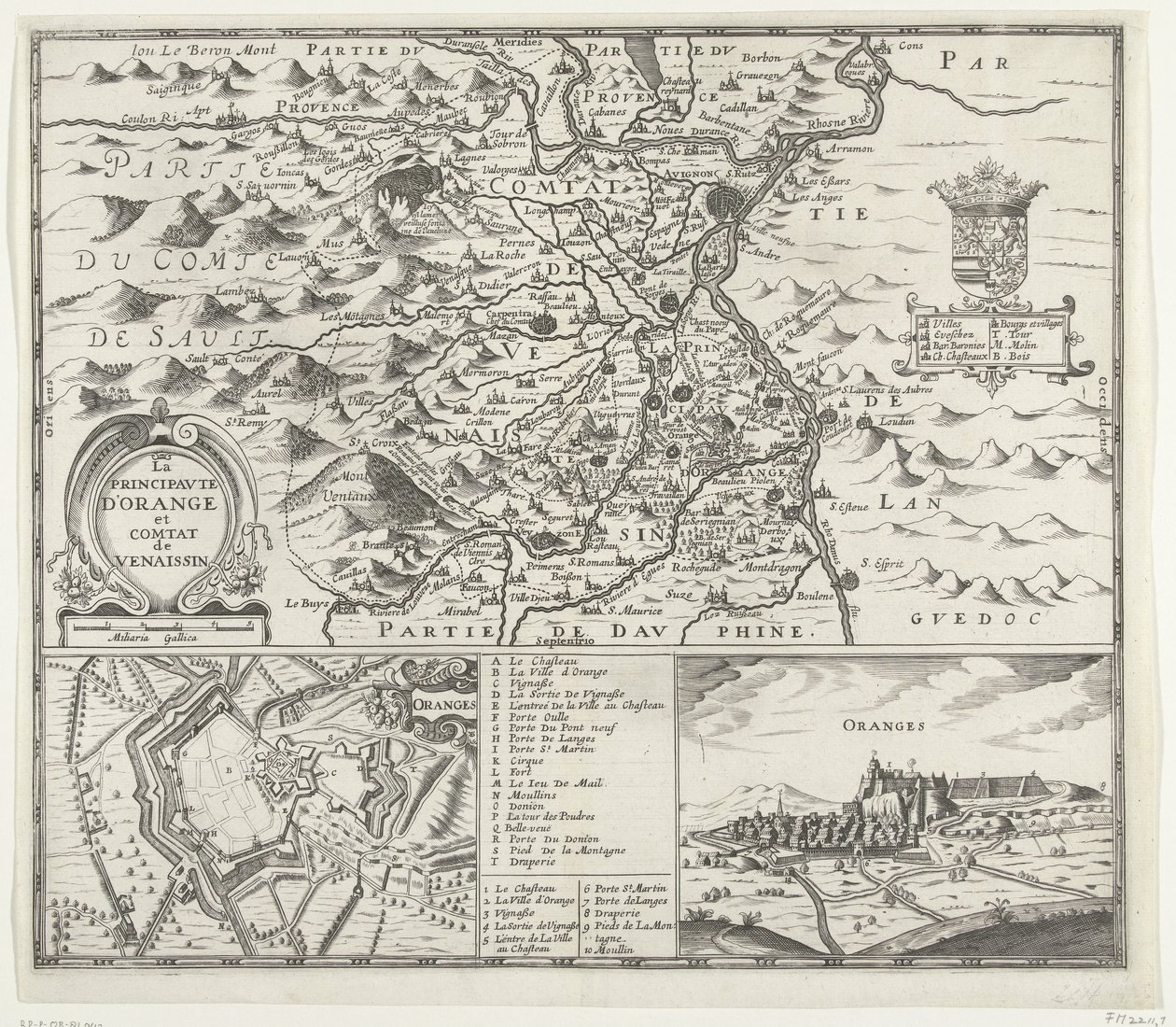 Kaart van het prinsdom Orange, 1639 Orange Prensliği ve Venaissin County (nesnenin başlığı) by Anonymous