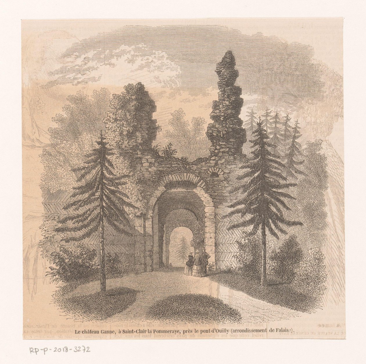 Kasteel Ganne Ganne Kalesi, Saint-Clair la Pommeraye'de, Ouilly köprüsü yakınında (Falaise bölgesi) (nesnedeki başlık) by Anonymous