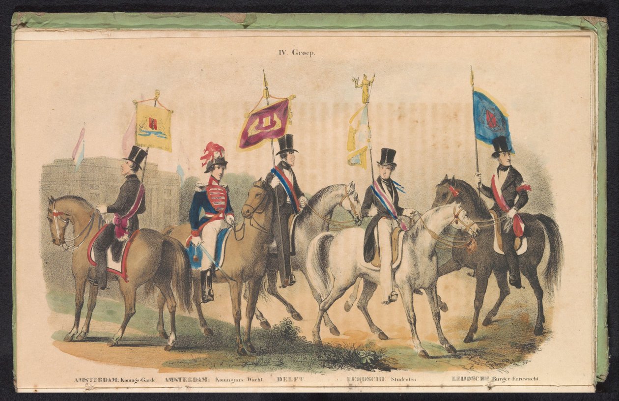 Amsterdam, Delft ve Leiden, 1840-1842 onur muhafızlarının kostümleri ve pankartları IV. Grup (nesne üzerindeki başlık) by Anonymous
