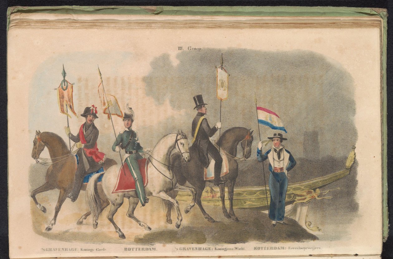 Lahey ve Rotterdam'ın onur muhafızlarının kostümleri ve pankartları, 1840-1842 III. Grup (nesne üzerindeki başlık) by Anonymous