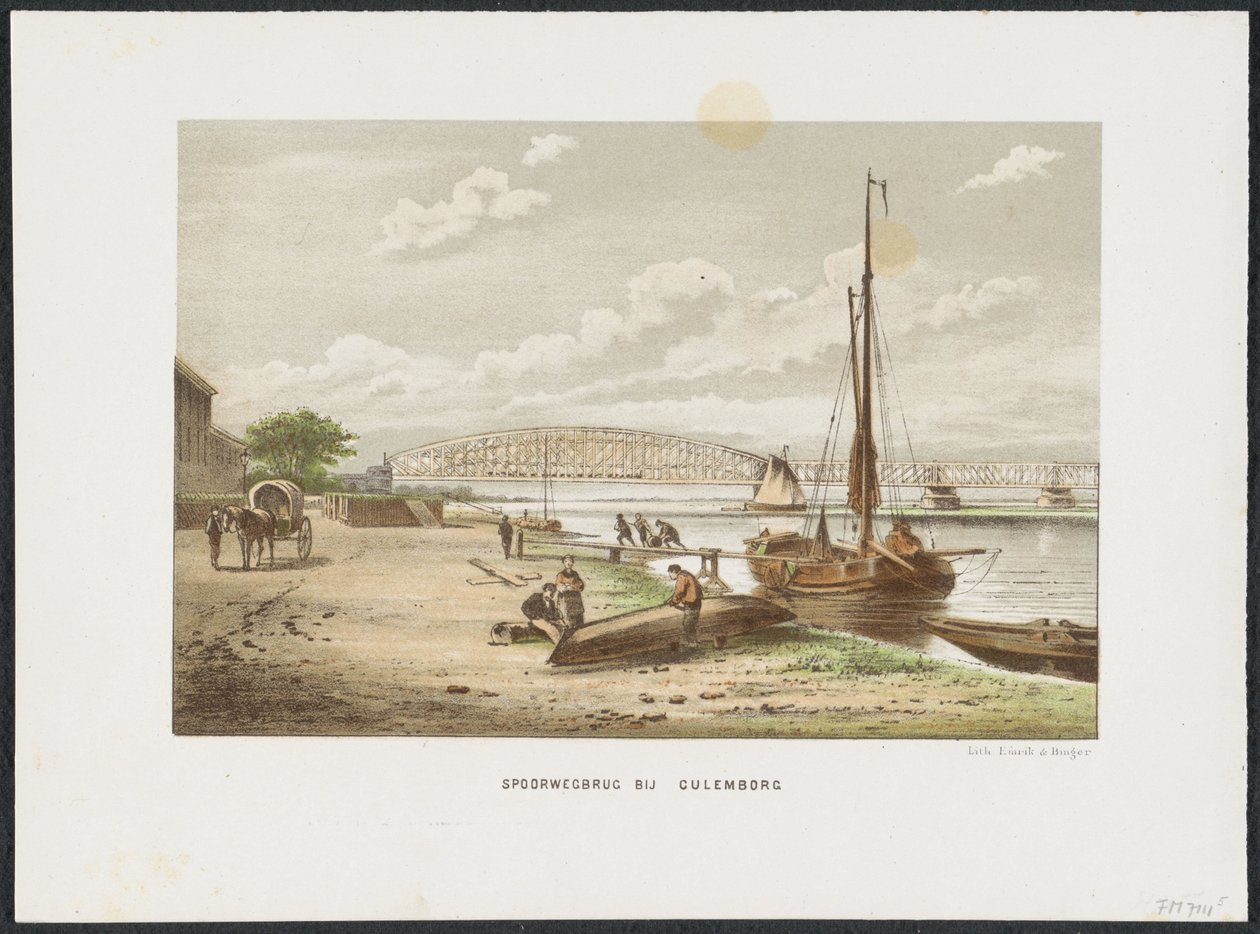 Culemborg yakınlarındaki Kuilenburg demiryolu köprüsü, 1868 Culemborg