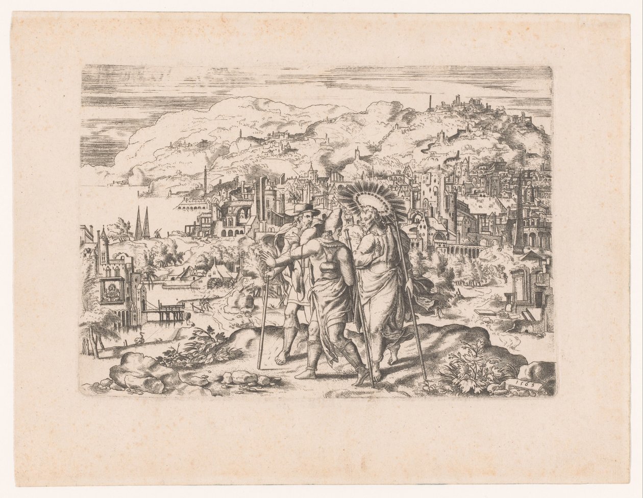 Emmaus gezginleri ile manzara by Anonymous