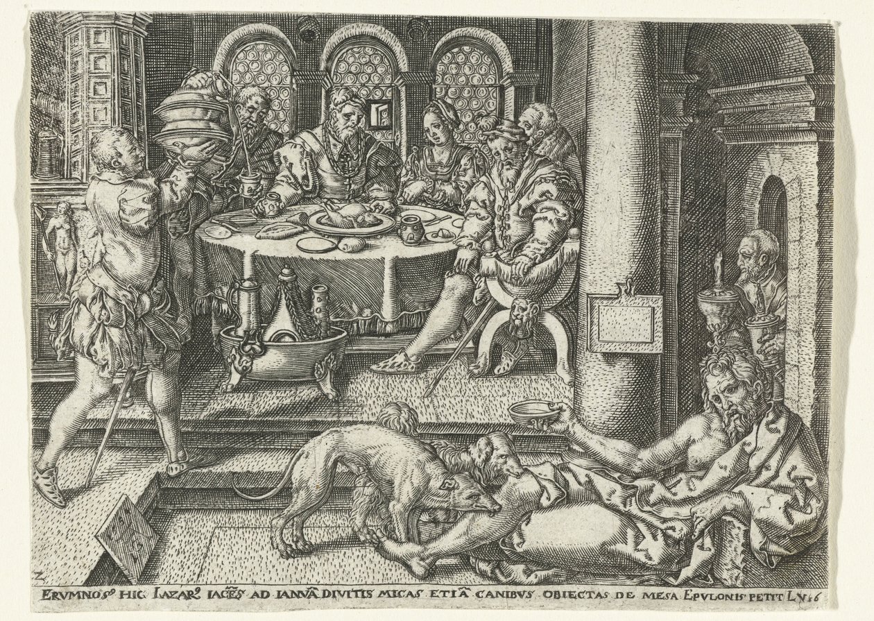 Lazarus zengin adamın kapısında yalvarır Lazarus ve Zengin Adam benzetmesi (dizi başlığı) by Anonymous