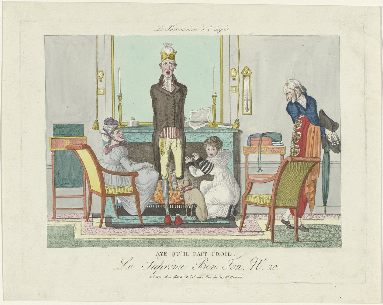 Le Supreme Bon Ton, 8 Derece Termometre, 1800-1815, No. 20: Evet, hava soğuk. by Anonymous