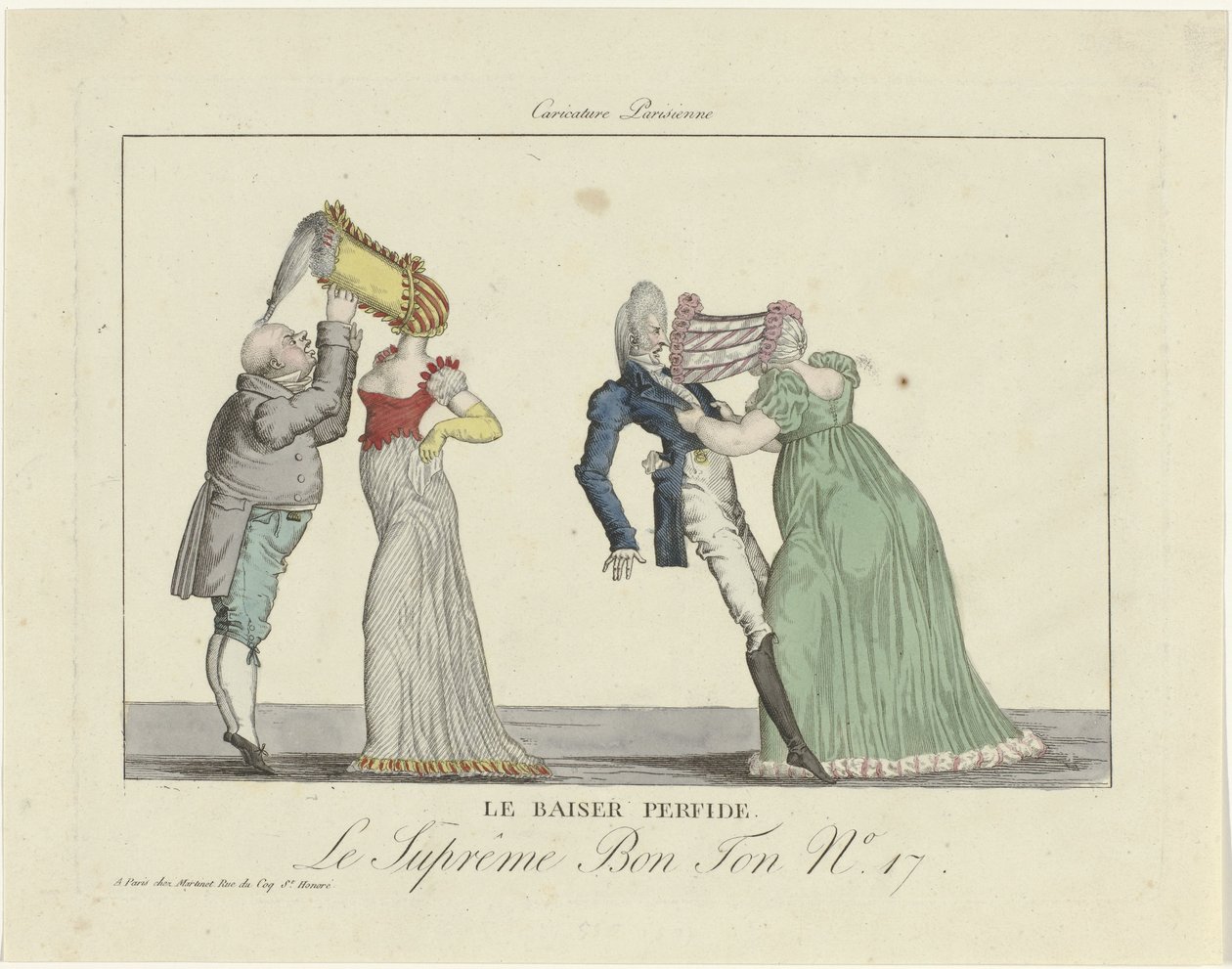 Yüce Bon Ton. Karikatür Parisienne, 1800-1815, No. 17: Hain öpücük. by Anonymous