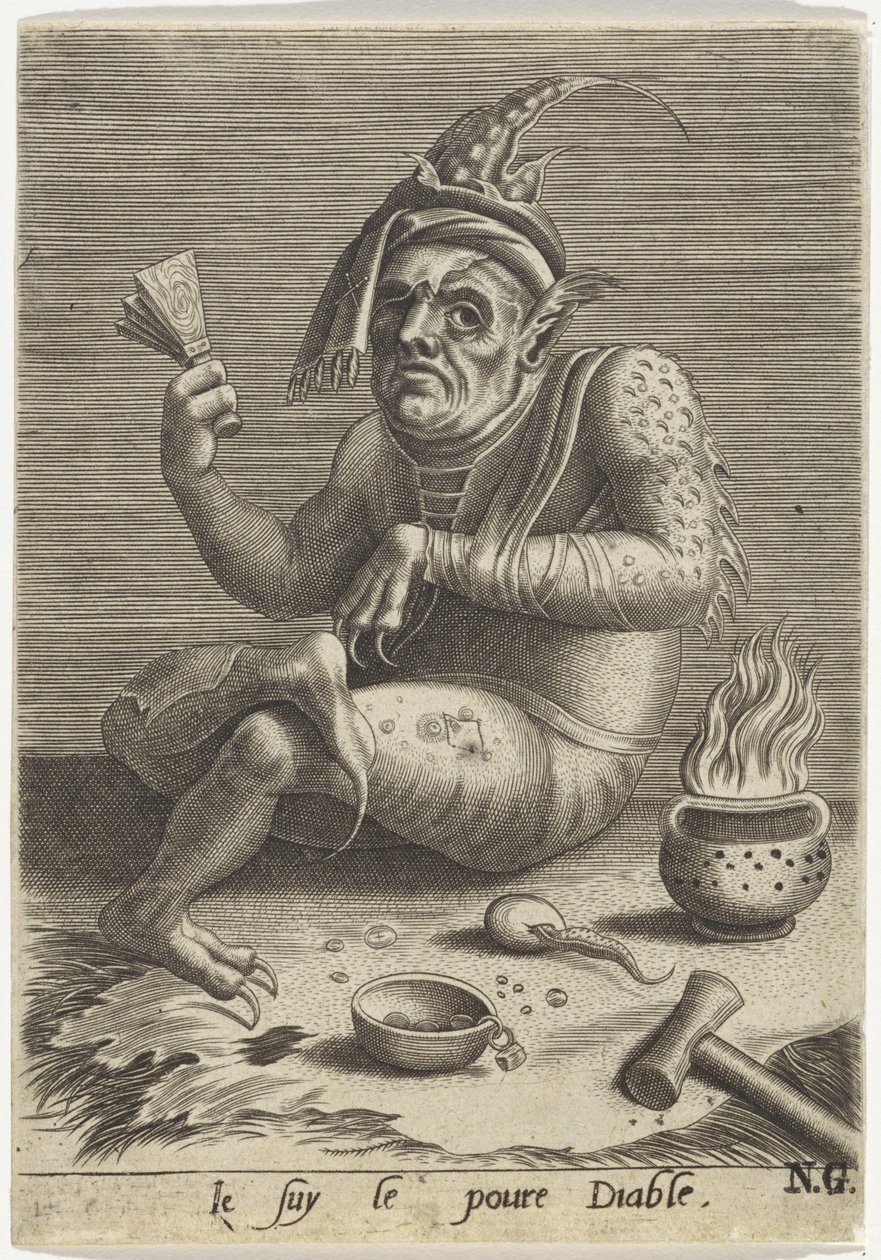 Şeytan Şeklinde Cüzamlı Dilenci Je suy le poure Diable (nesne üzerindeki başlık) by Anonymous