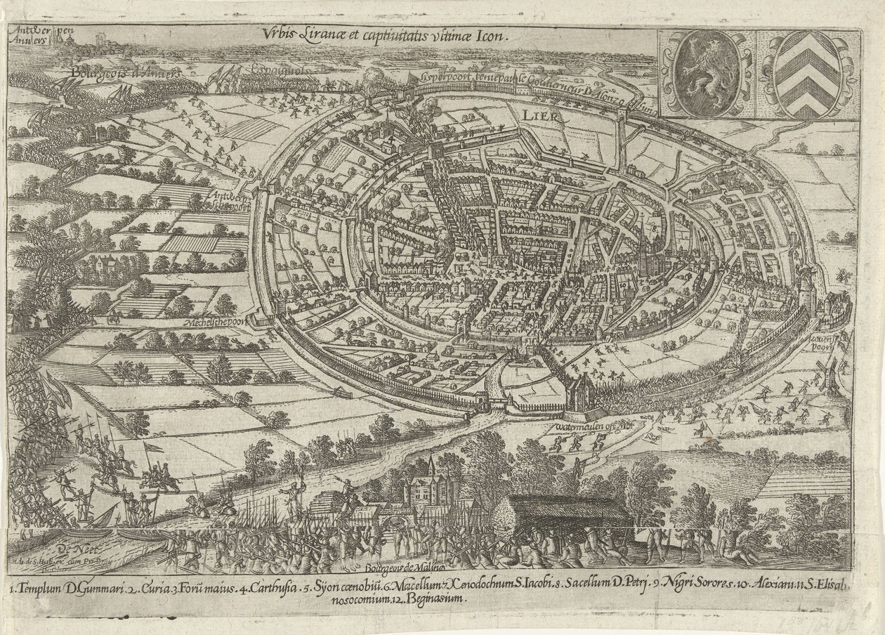 Hollanda ordusu tarafından yakalanan ve terk edilen Lier, 1595 Urbis Liranae et captivitatis ultimae Simge (nesne üzerindeki başlık) by Anonymous