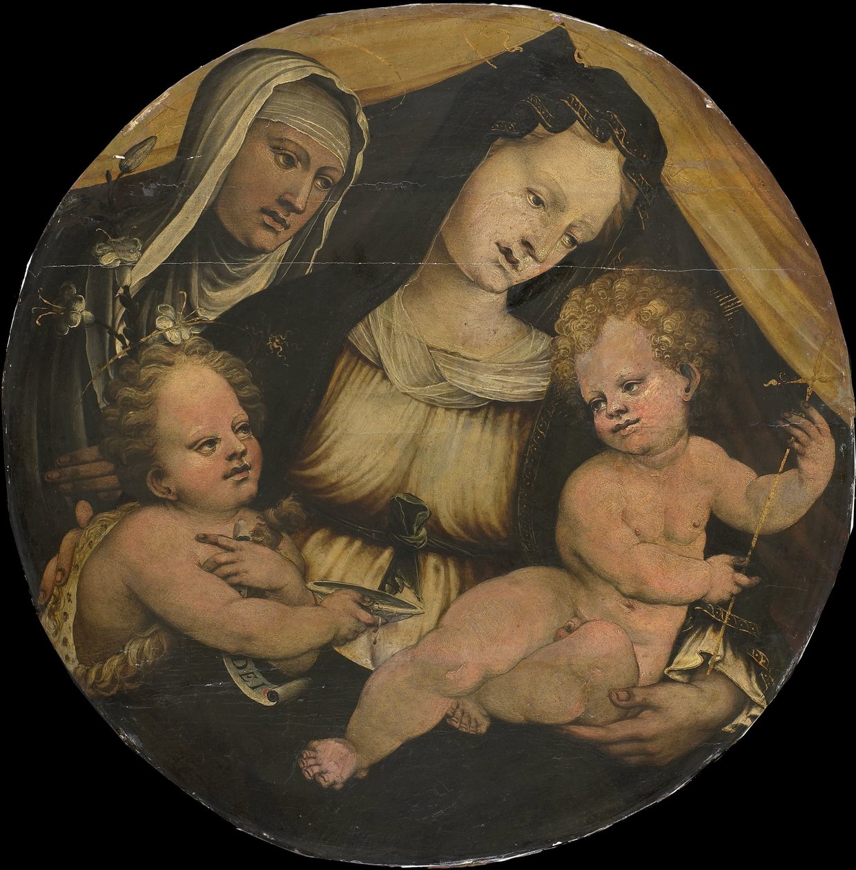 Bebek Vaftizci Yahya ve St Clara ile Madonna ve Çocuk by Anonymous