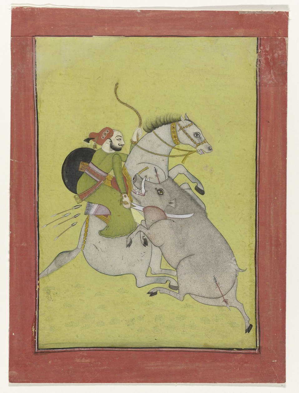 Maharao Umed Singh veya Bundi Maharaja Umed Singh, bir yaban domuzu öldürüyor by Anonymous
