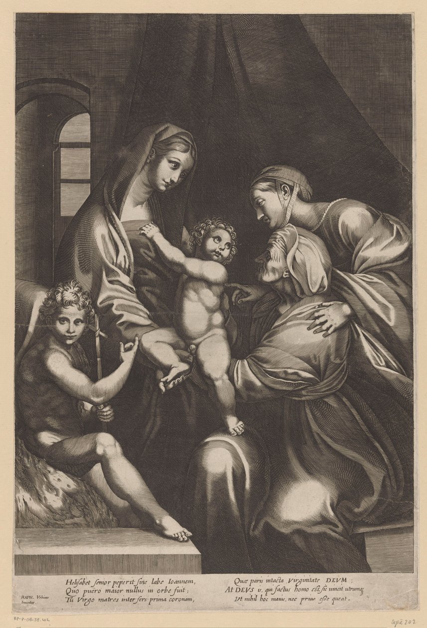 Çocuklu Meryem ve Elizabeth, Catherine ve Vaftizci Yahya by Anonymous