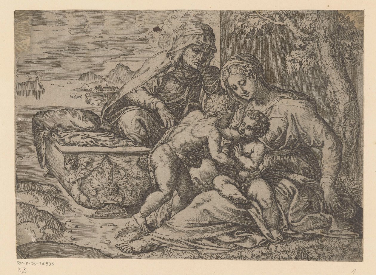 Meryem ile İsa Çocuk, Vaftizci Yahya ve Elizabeth by Anonymous