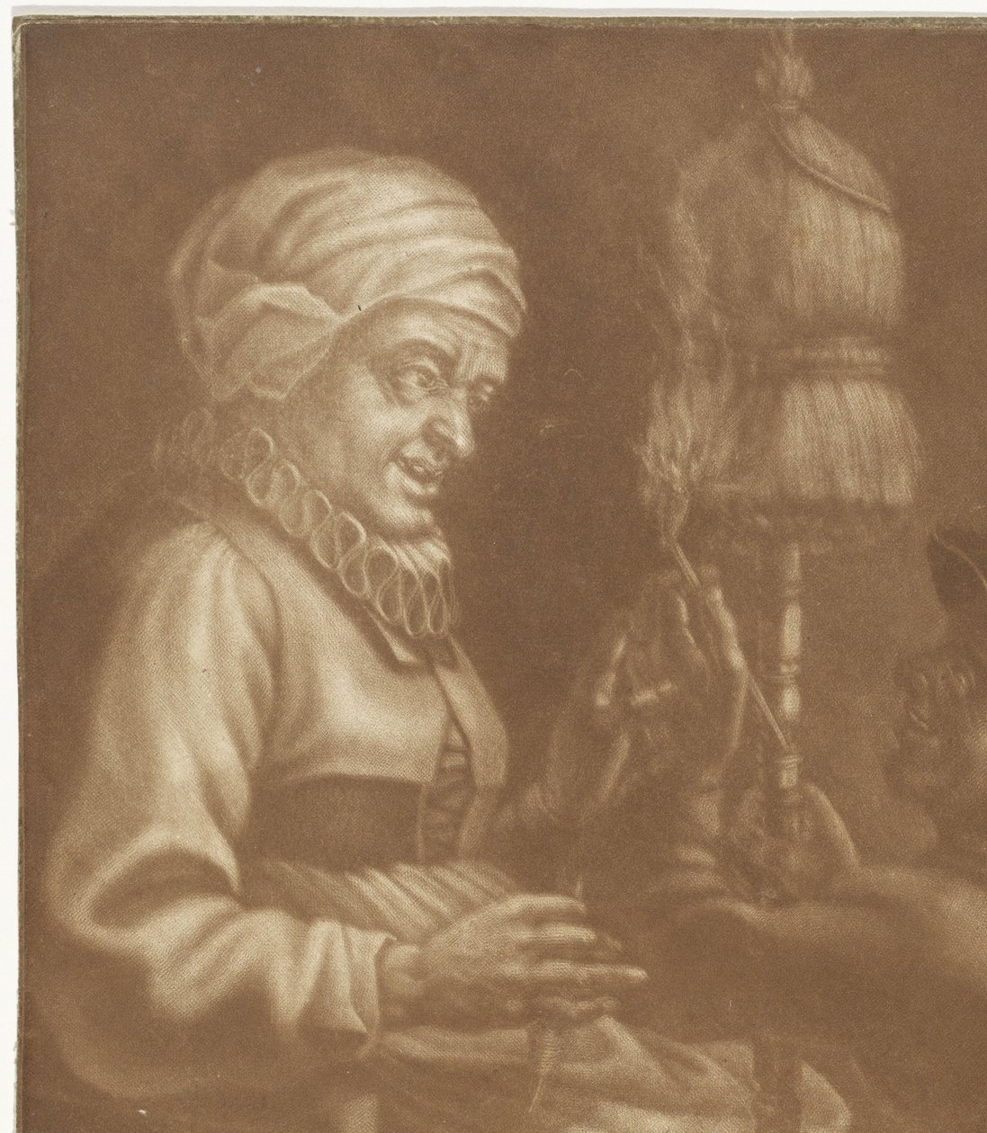 Bir distaff ile yaşlı kadın by Anonymous