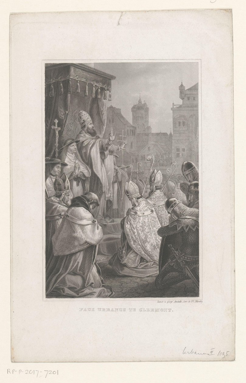 Paus Urbanus II te Clermont-Ferrand, 1095 Paus Urbanus te Clermont (nesne üzerindeki başlık) by Anonymous