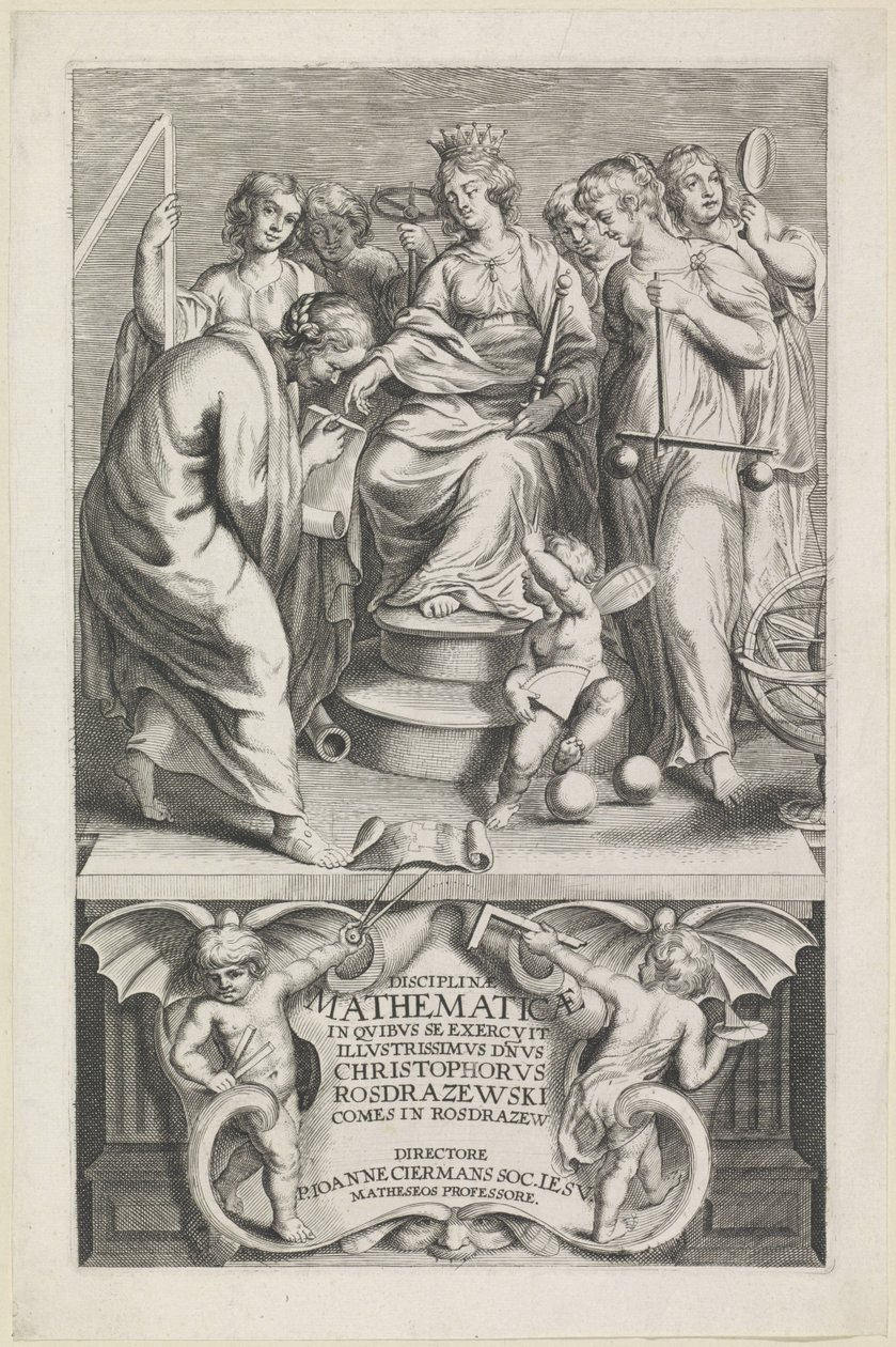 Kişiliği van de Wiskunde Başlık sayfası: Christophorus Rosdrazewski, Discipline of Mathematics, [1640-1648] by Anonymous