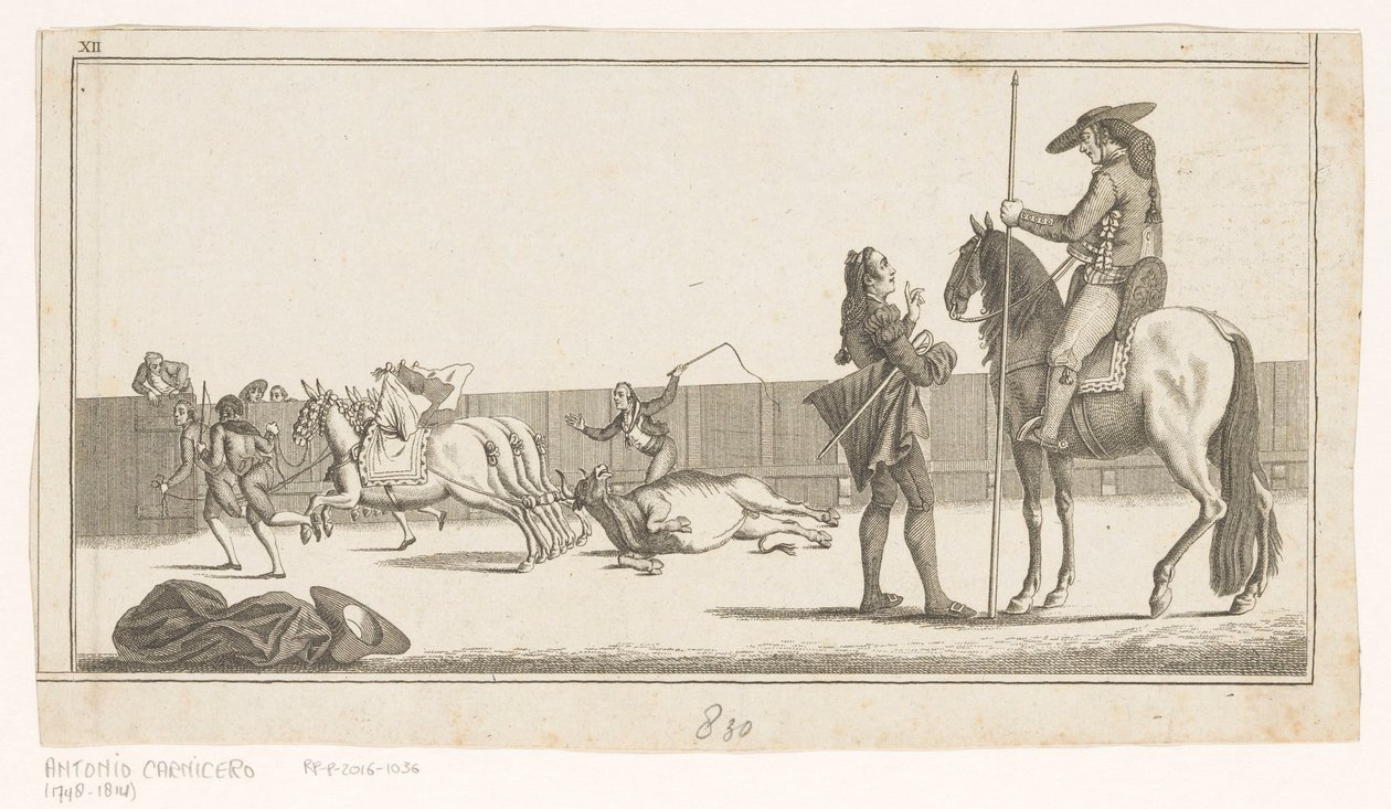 Boğayı öldürdükten sonra Picador ve matador Coleccion de las Principales suertes de una corrida de toros (nesne üzerinde seri başlığı) En önemli boğa güreşi manevralarının toplanması (seri başlığı) by Anonymous