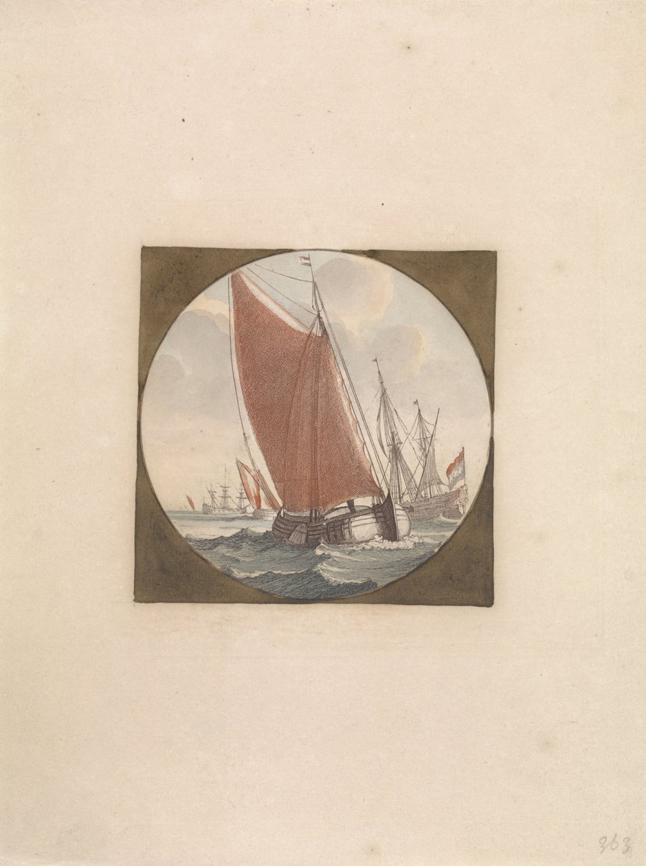 Tam yelkenli düz dip Denizde Gemiler (seri B) (seri başlığı) by Anonymous