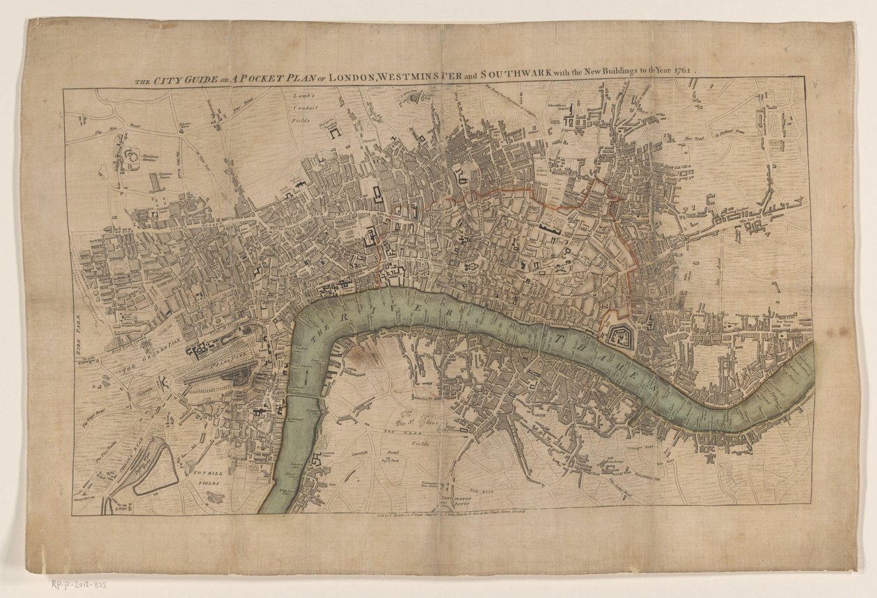 Plattegrond van Londra, 1761 1761 yılına kadar yeni binalarla birlikte Londra, Westminster ve Southwark