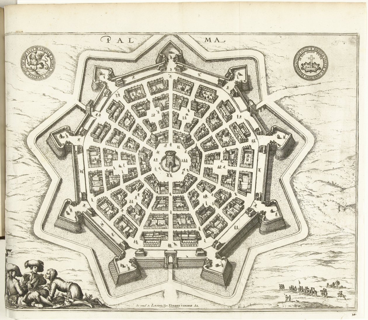 Plattegrond van Palmanova, 1726 Palma (nesne üzerindeki başlık) Avrupa, Asya, Afrika ve Amerika Kuvvetleri (...) Aynı zamanda Fransa ve İspanya Kıyıları Haritaları (nesne üzerinde seri başlığı) by Anonymous