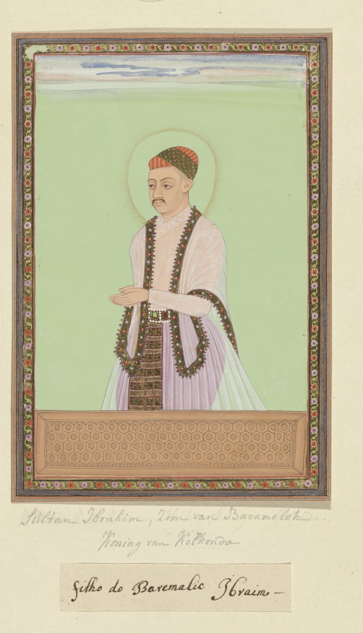 Bara Malik'in oğlu Sultan İbrahim'in portresi, babasından sonra Golconda'ya hükmetti. by Anonymous