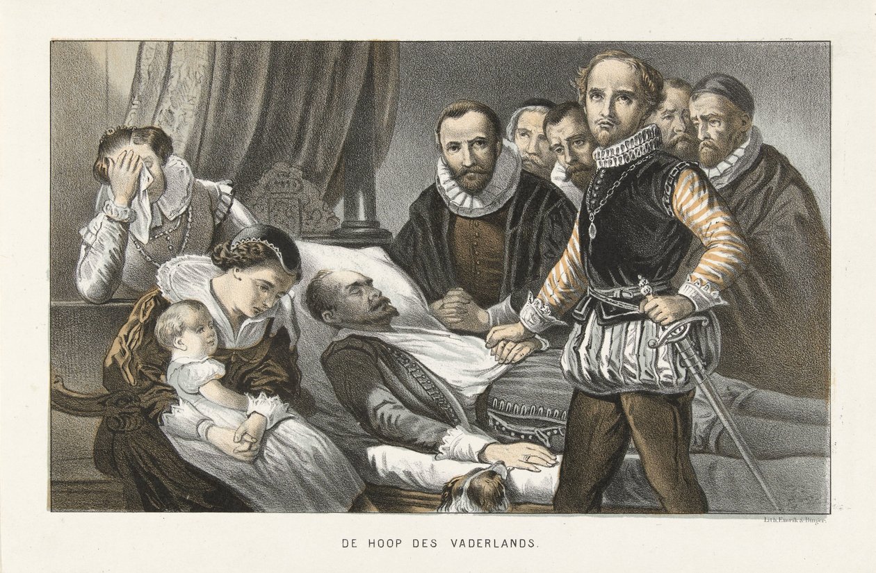 Prens Maurits, Sessiz Prens William'ın cesedinde, 1584 Anavatan'ın Umudu (nesnedeki başlık) by Anonymous