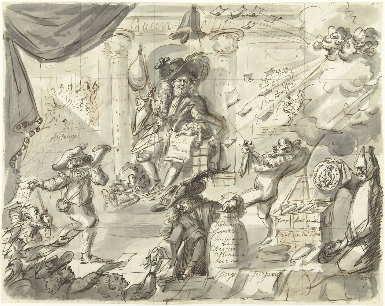 Quincampoix veya Büyük Rüzgar ve Lahana Satıcısı, 1720 Büyük Delilik Sahnesi (ek parçalar) (dizi başlığı) by Anonymous
