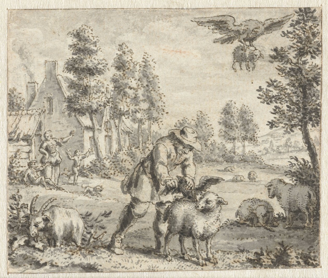 Raven, Jean de la Fontaine'in Masallarının bir Baskısı için Kartal İllüstrasyon Tasarımlarını Taklit Etmek İstiyor (seri başlığı) by Anonymous