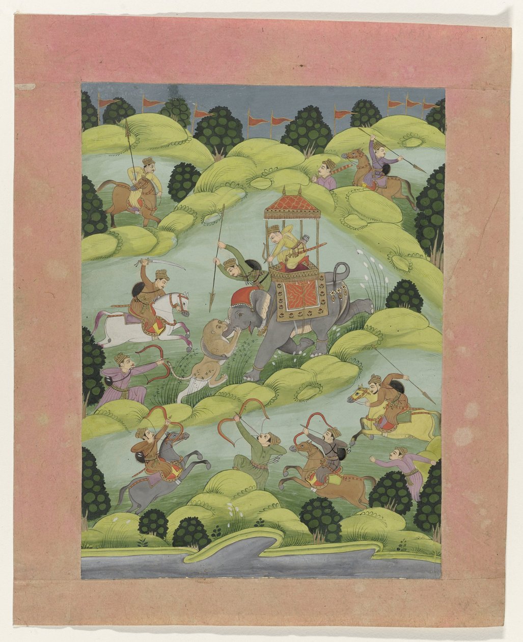 aslan avında Rajput prens by Anonymous