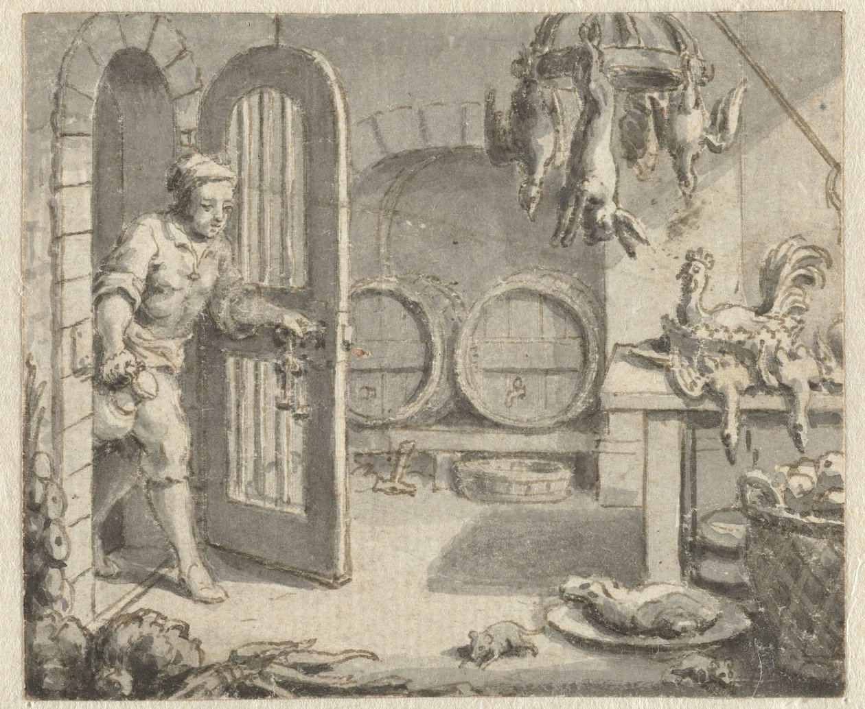 Jean de la Fontaine'in Masalları'nın bir baskısı için İllüstrasyonlar için Şehir Sıçan ve Ülke Sıçan Tasarımları (seri başlığı) by Anonymous