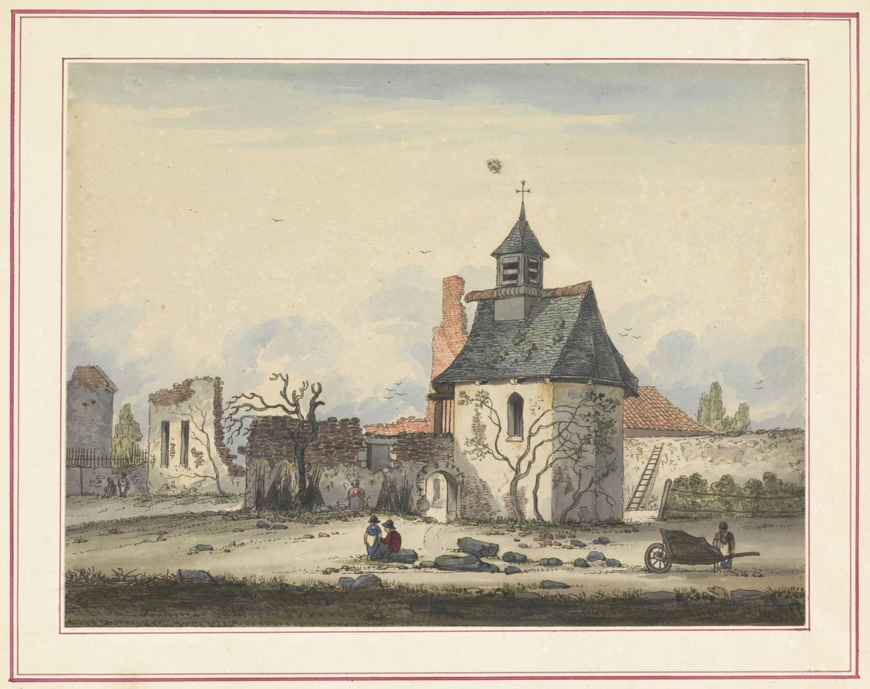 Hougoumont kalıntıları Yedi tabak Waterloo ve çevresi (seri başlığı) by Anonymous