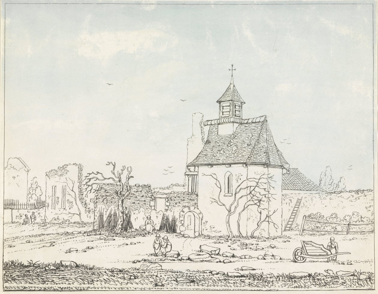 Hougoumont kalıntıları Yedi tabak Waterloo ve çevresi (seri başlığı) by Anonymous