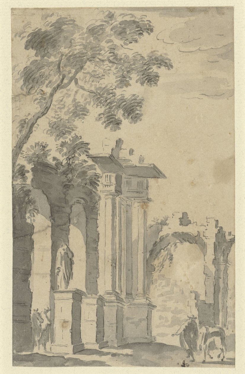 Kalıntılar ve bir heykel by Anonymous