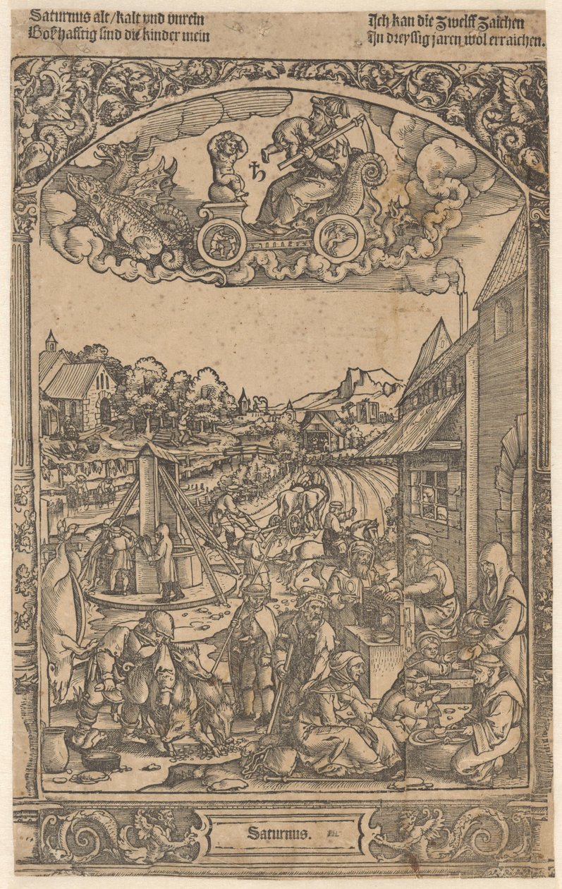 Satürn ve gezegen çocukları Satürn (nesne üzerindeki başlık) Yedi Gezegen (dizi başlığı) by Anonymous