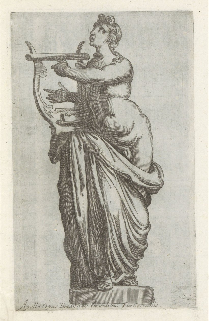 Heykeltıraş van Apollo Apollo'nun Farnesian evindeki timanlid çalışması (nesne üzerindeki başlık) Roma'daki Antieke heykeli (dizi başlığı) Roma şehrinin halka açık yerlerde görülen antik heykellerinin ikonları (dizi başlığı) by Anonymous