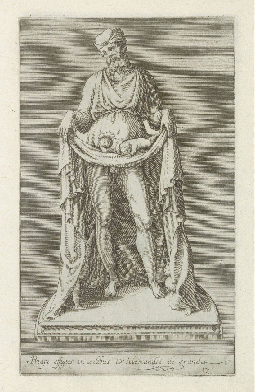 Heykeltıraş van Priapus Priapus Alexander de grande'nin evindeki portre (nesne üzerindeki başlık) Roma'da heykelsi yapılmış Antieke (seri başlığı) halka açık yerlerde görünen Roma şehrinin antik heykellerinin simgeleri (dizi başlığı) by Anonymous