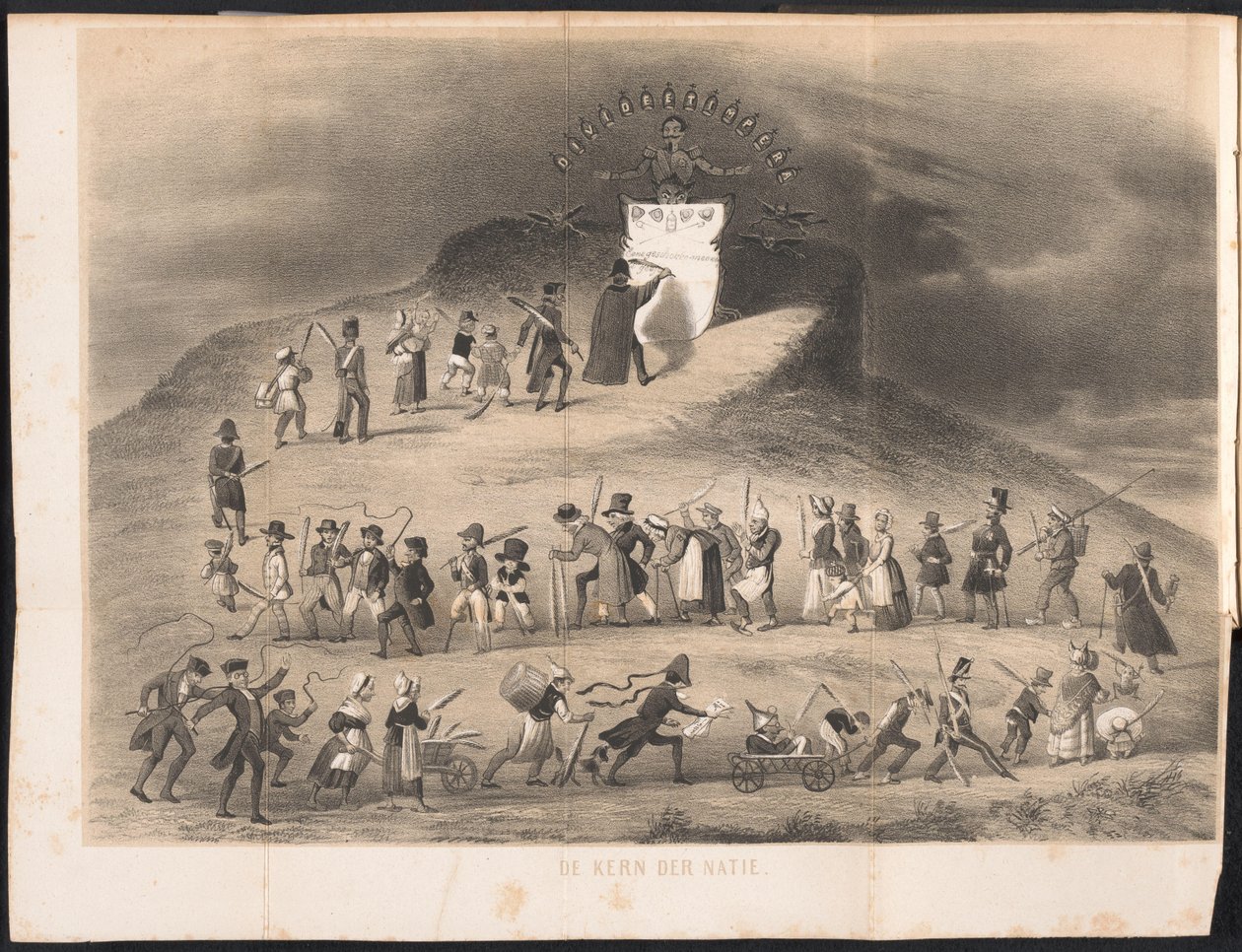 Leiden öğrenci almanağında karikatür, 1854 Ulusun Çekirdeği (nesne üzerindeki başlık) by Anonymous