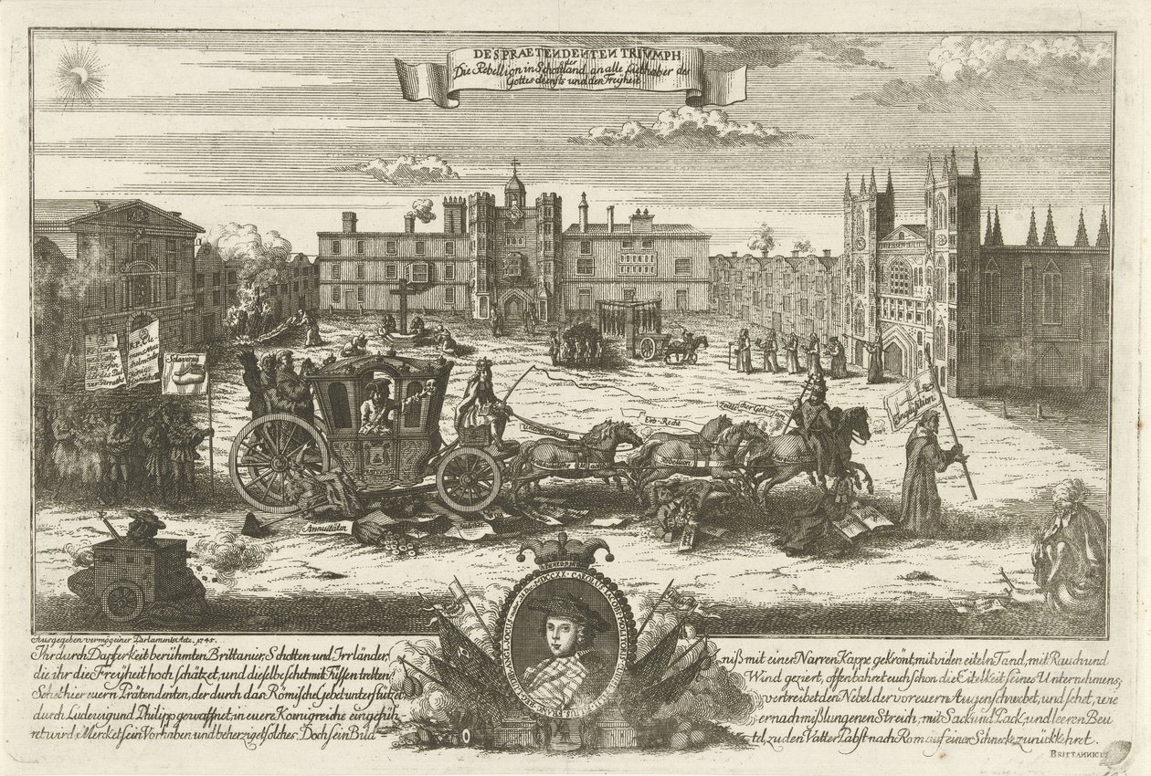 Spotprent op de Engelse, Charles Edward Stuart, 1745 Despreendenten Trivmph / İskoçya