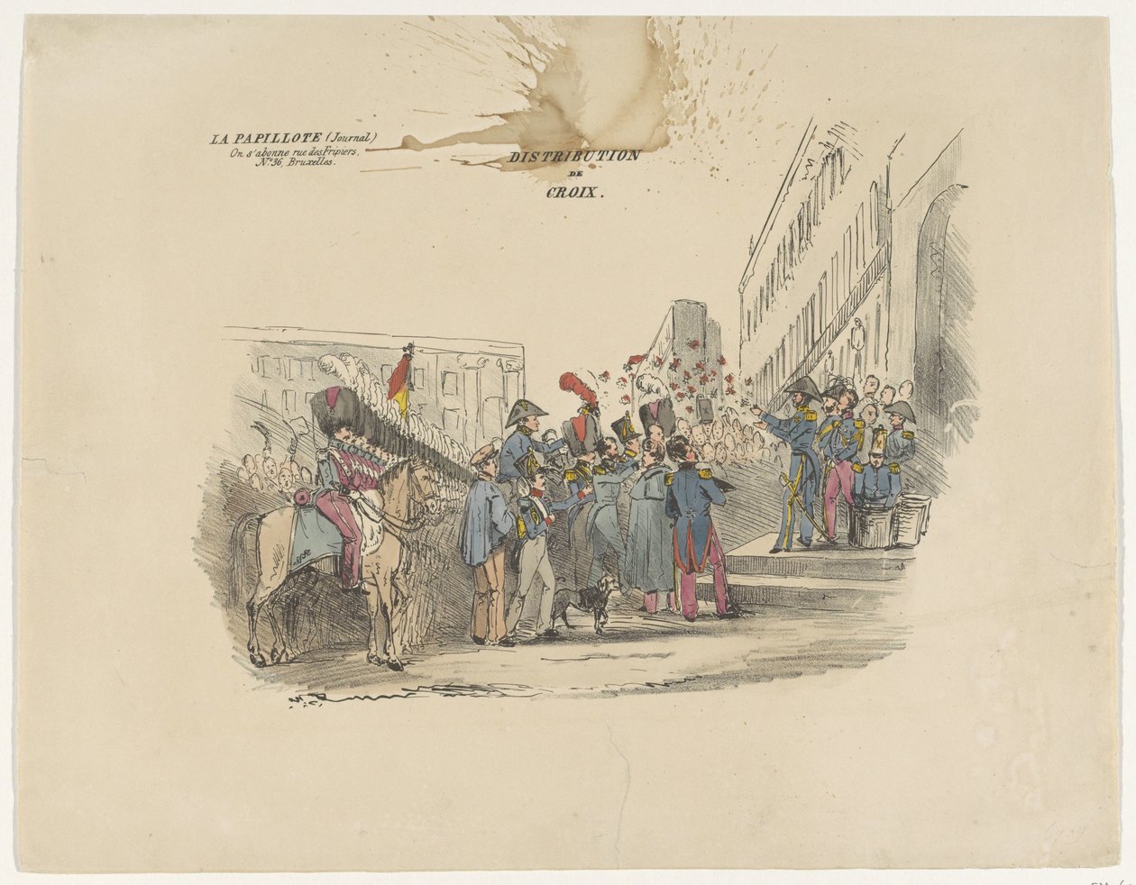 Belçika onur haçlarının dağıtımını gösteren karikatür, 1834 Distribution de Croix (nesne üzerindeki başlık) by Anonymous